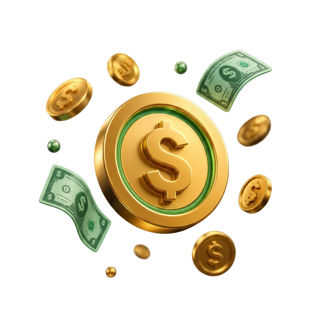 Floating coins and dollar bills representing hidden money